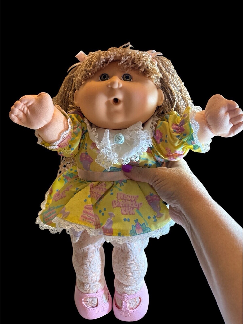 1990 Hasbro Cabbage Patch Kids 1st Edit. Birthday Girl Doll Blonde Brown Eyes16"